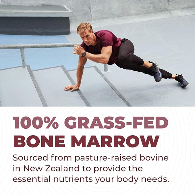 Bovine Bone Marrow Supplement - 100% Grass Fed and Pasture Raised in New Zealand- Freeze Dried 3rd Party Lab Tested Non GMO No Fillers – Supports Collagen Joint Bone &amp Immune Health- 180 Caps