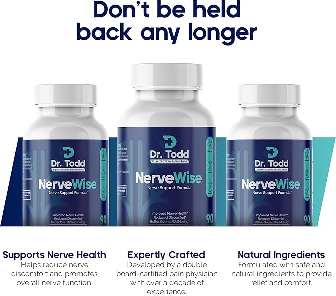Dr. Todd NerveWise Nerve Support Supplement for Foot Hand &amp Leg Comfort – Daily Formula for Healthy Nerve Function Helps Support Nerve Balance Body Comfort &amp Overall Nerve Wellness – 30 Day