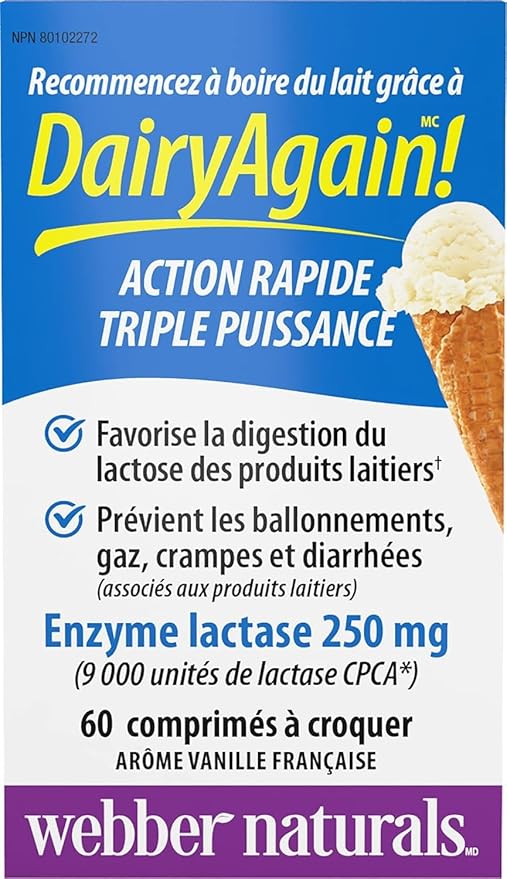 Dairy Again!™ Lactase Enzyme 250 mg Chewable Tablets