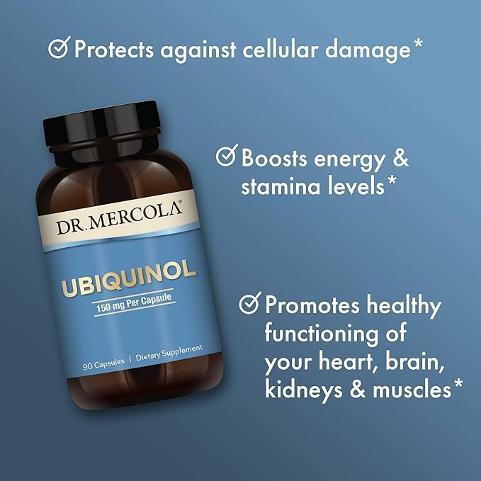 Dr. Mercola Ubiquinol - Supports Energy Production - Antioxidant Supplement - Non-GMO Gluten-Free &amp Soy-Free - 90 Capsules (90 Servings) - 150 mg