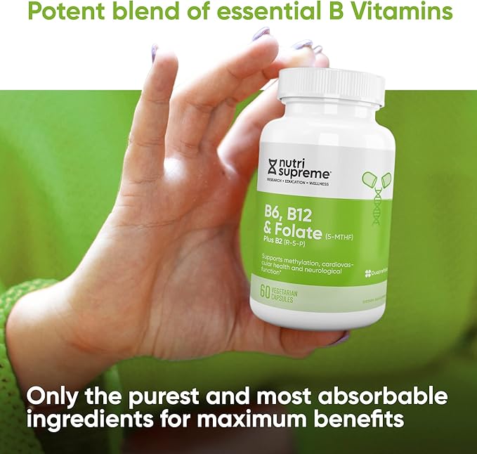 Nutri Supreme Folate with B6 and B12 Helps Maintain Normal Homocysteine Levels and Cardiovascular Health 60 Count Kosher Certified