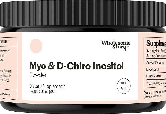 Myo-Inositol &amp D-Chiro Inositol Supplement Powder for Women | Hormonal Balance &amp Healthy Ovarian Function Support | Vitamin B8 | Great Alternative to Capsules | 40:1 Ratio | 30 Servings