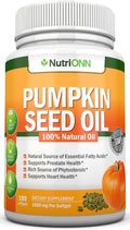Pumpkin Seed Oil - 1000MG - 180 Softgels - Cold-Pressed Natural Pumpkin Seed Oil - Natural Source of Essential Fatty Acids - Great for Hair Growth Prostate Health and GI Tract