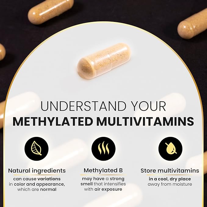Eliixr Methylated Multivitamin 27-in-1 Formula with 1500 mcg Active Folate Methylated B12 K2 D3 B-Complex and more Women and Mens Multivitamins 60 Vegan Capsules 2 month supply Made in the USA
