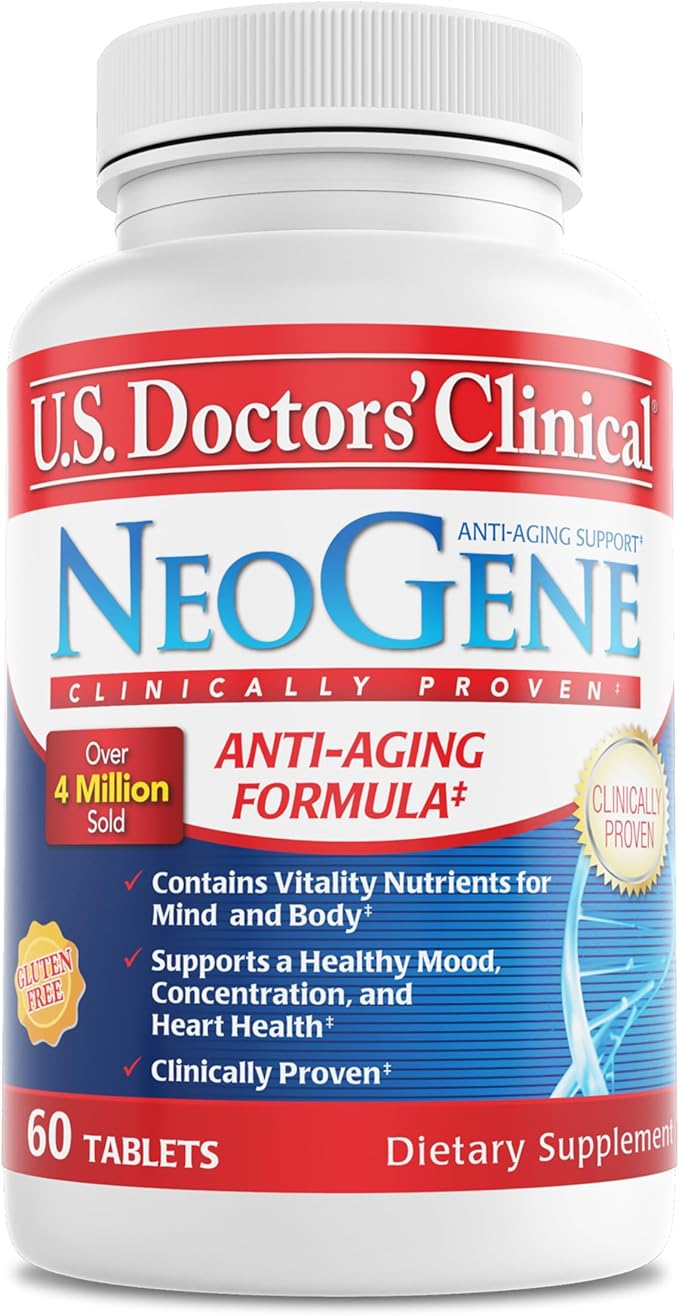 U.S. Doctors’ Clinical NeoGene (Formerly) GH3 Clinically Proven Aging Support Supplement with Nutrients for Supporting Mood Cognition Heart Health Antioxidant Support [1 Month - 60 ct.]