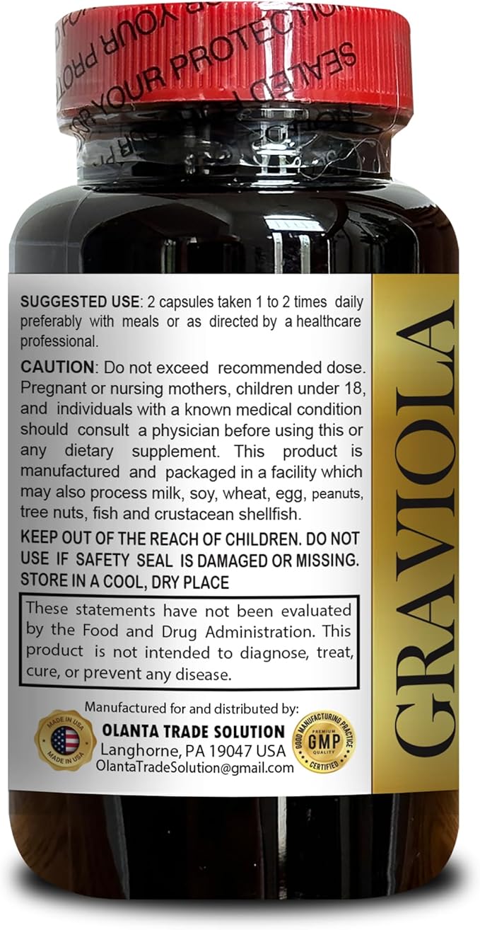 Graviola Extract - Promotes Flora Balance Immune Support Supplement Graviola for Digestion Natural Energy Booster Graviola for Immune Health - 2 Bottles 200 Capsules