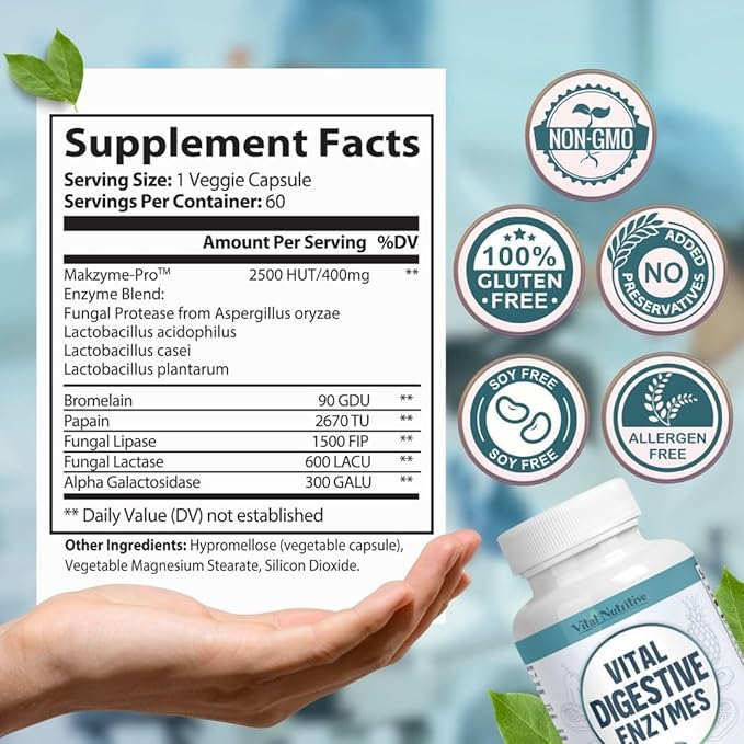 Vital Digestive Enzymes with Makzyme-Pro™ – Advanced Probiotic Complex for Digestive Support Gut Health Nutrient Absorption &amp Energy