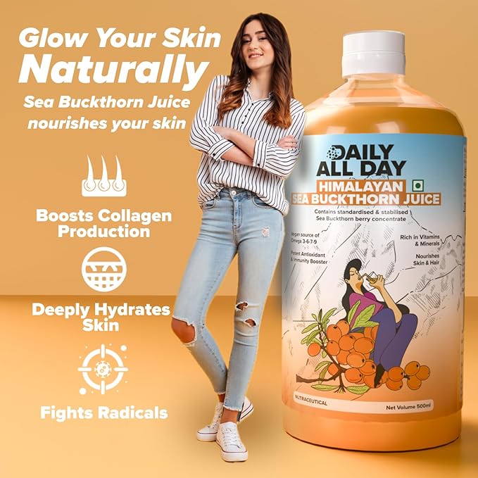 Himalayan Sea Buckthorn Juice Berry Pulp Omega 7 sea Buckthorn 16.9 fl oz (500 ml) Supplements Makes up to 30 Glass Rich in Vitamin C Supplement Plant Based Omega 3 6 7 9