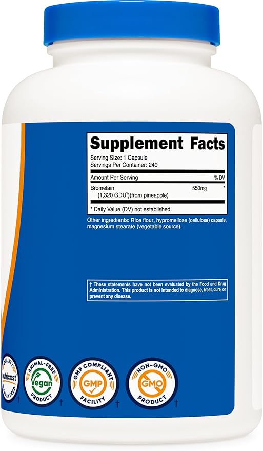 Nutricost Bromelain Capsules (240 Capsules) - 550 MG Per Serving Vegan Non-GMO GMP Compliant
