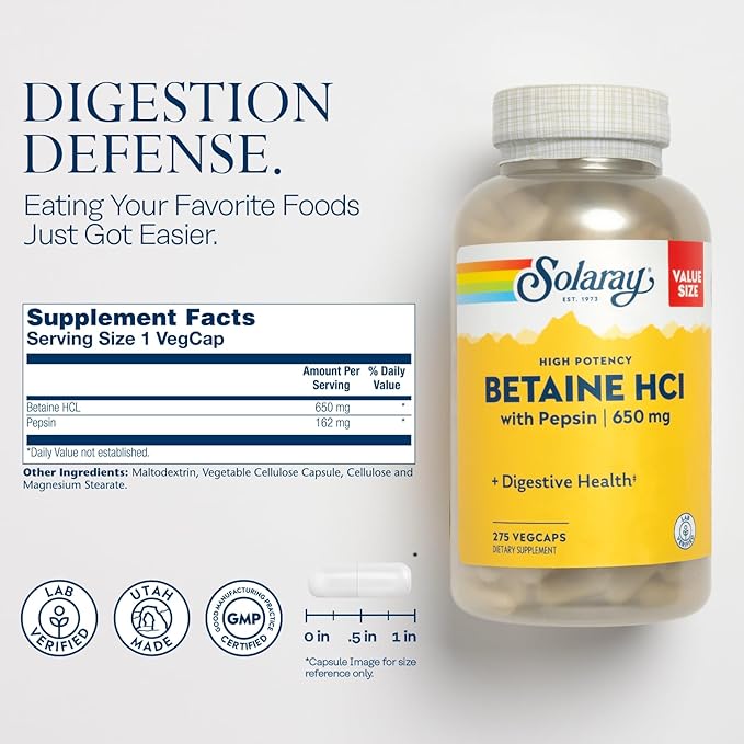 SOLARAY Betaine HCl with Pepsin and Super Digestaway - Digestive Health Bundle