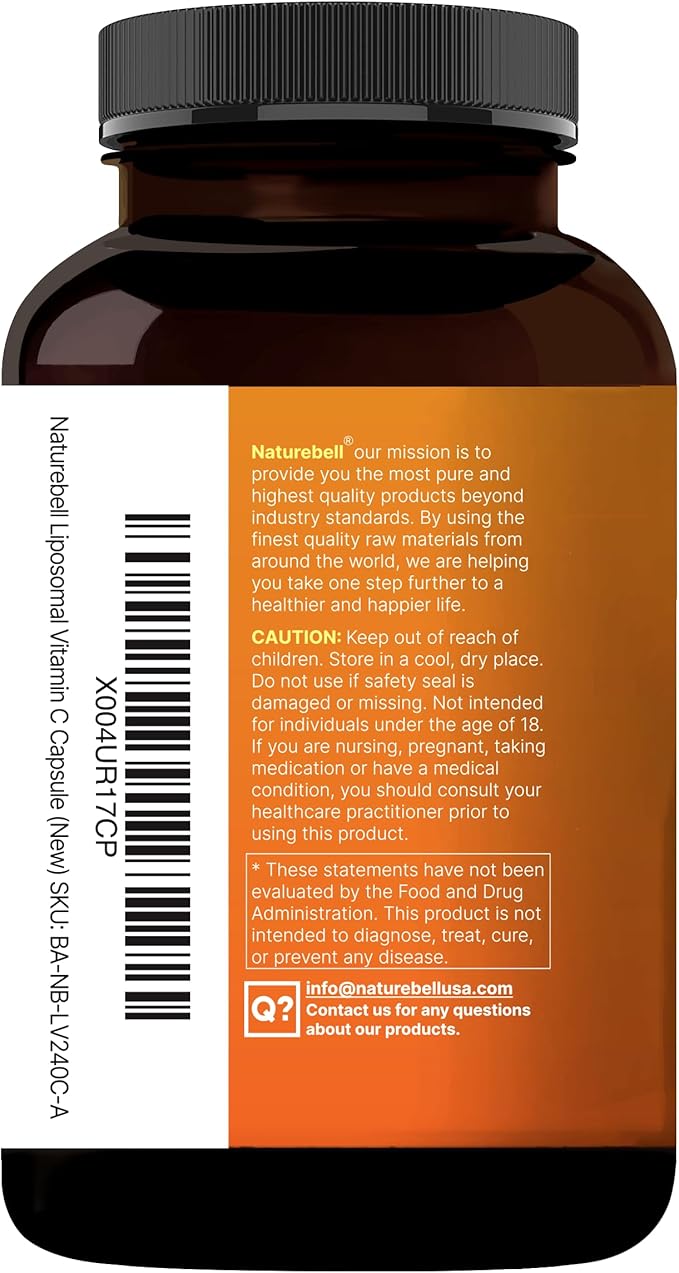 NatureBell Liposomal Vitamin C 2000mg Per Serving 240 Capsules | High Absorption Fat-Soluble Vitamins – Max Strength Antioxidant* Supplement – Non-GMO Gluten Free