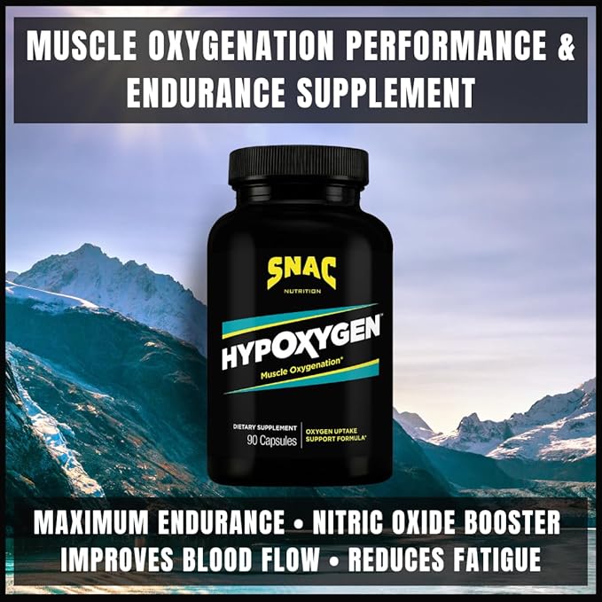 SNAC HypOxygen - Muscle Oxygenation Performance &amp Endurance Supplement Improves the Body’s VO2 Max &amp Assists with Recovery from High-Repetition Exercise 90 Veggie Capsules (45 Servings)