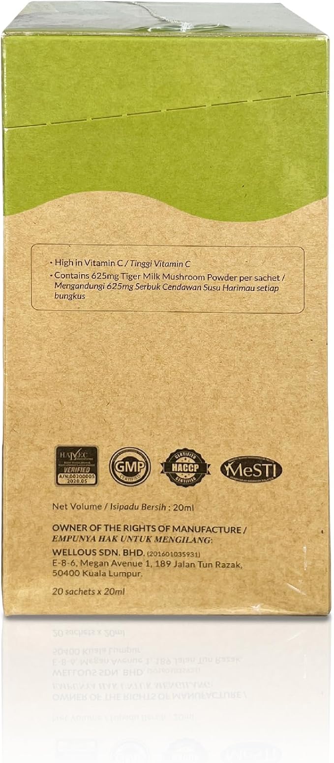 WELLOUS Tigrox Tiger Milk King Loquat Botanical Beverage for Digestive Balance Immune 20 Sachets/Box (Pack of 4)