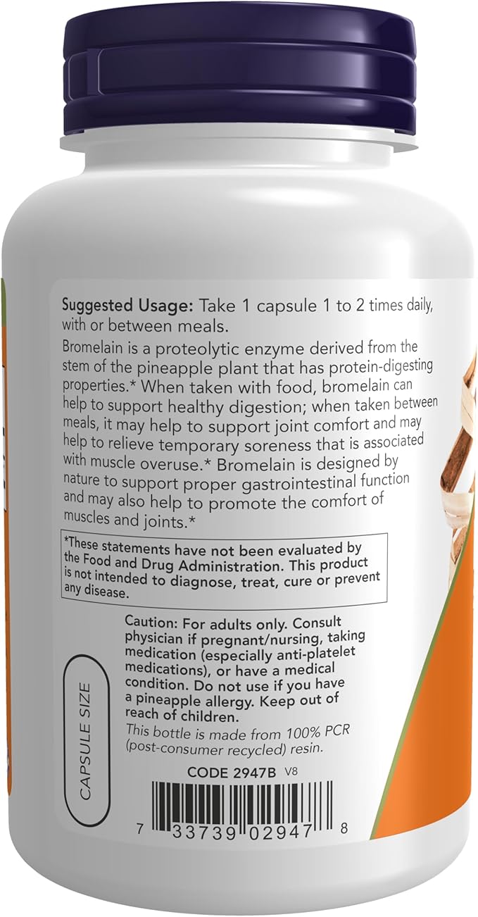 NOW Supplements Bromelain 2400 GDU/g - 500 mg Natural Proteolytic Enzyme* 120 Veg Capsules &amp Supplements NAC 600 mg with Selenium &amp Molybdenum 250 Veg Capsules