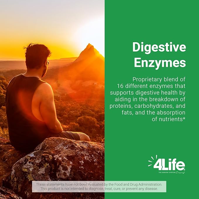 4Life Digestive Enzymes - Supports Digestive and Intestinal Health Food Absorption and Breakdown of Protein Carbohydrates and Fats - 90 Capsules
