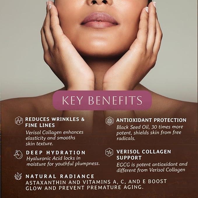 Horus Timeless Beauty Verisol Collagen Gummies – Sugar-Free Black Seed Oil Biotin Antioxidants – Hair Skin &amp Nails Support – Anti-Aging Supplement for Women – 90 Count