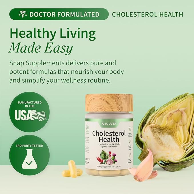 Snap Supplements Cholesterol Health + Magnesium Complex Bundle 60 Vegetarian Capsules Each