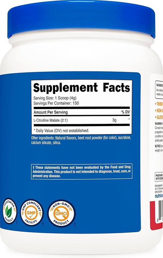Nutricost L-Citrulline Malate 2:1 (600 Grams) (Strawberry Kiwi)