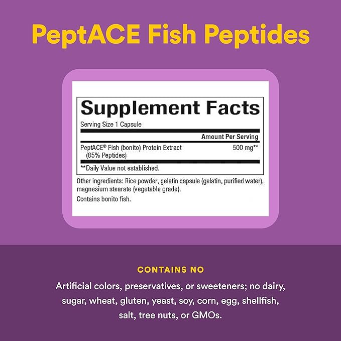 Natural Factors PEPTACE® FISH PEPTIDES 500 mg 90 Capsules
