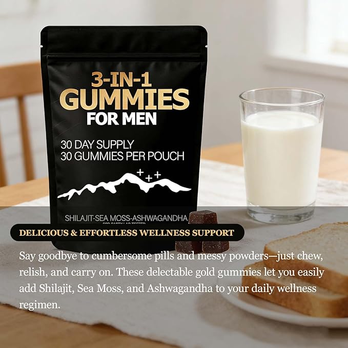 Zenith 3 in 1 Gummies for MenShilajit Gold Gummies with Sea Moss Ashwagandha Organic Manuka Honey Burdock Root Palm Moss ExtractEnergy Support