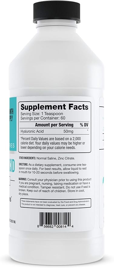 Professionals Series - Hyaluronic Acid Dietary Supplement Whole Body Hydration - 100 mg Ingestible HA Liquid Supplement Odorless Tasteless &amp Preservative Free/Skin &amp Eyes - 10 oz