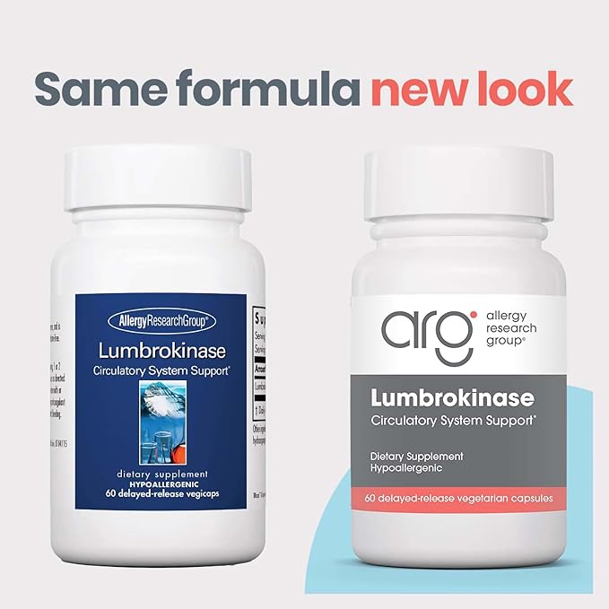 ARG Lumbrokinase Circulatory System Support - Delayed-Release Enzyme Supplement - Circulatory &amp Cardiovascular Health - Supports Healthy Blood Flow - Non-GMO &amp Gluten-Free - 30 Servings - 60 C
