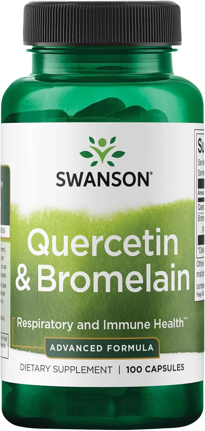 Swanson Quercetin &amp Bromelain-Promote Respiratory Health Support-Aid Seasonal Immune System Health-Support Cholesterol Levels Already w/i Normal Range 100 Caps (250mg Quercetin/78mg Bromelain)