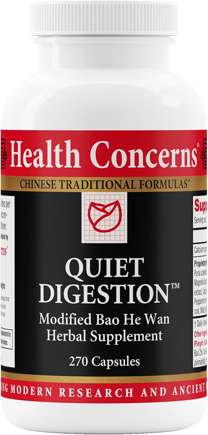 Health Concerns Quiet Digestion – Digestive Support for Upset Stomach Gas &amp Bloating – Herbal Chinese Formula with Bao He Wan – Supplement with Poria Barley &amp Mangolia Bark - 270 Capsules