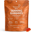 Savanna Skin Tanning Gummies with Vitamin C &amp E Astaxanthin Beta Carotene Skin Radiance &amp Hydration for Natural Looking Glow Bronzing Non-GMO Vegan &amp Sugar Free - 60 Count (1)