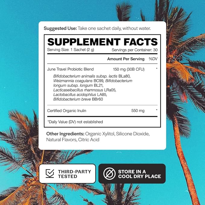 Travel + Defense | Fast Melt Pre + Probiotic for Immune Health While Traveling - Tropical Flavor 30 Powder Sachets