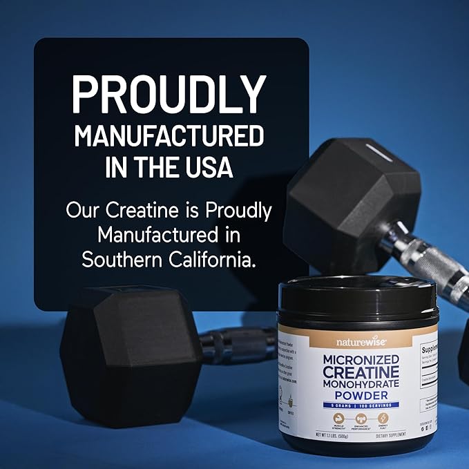 NatureWise Micronized Creatine Monohydrate Powder 5000mg (5g) Per Serving - Creatine for Women &amp Men - Pure Unflavored Supports Lean Muscle Mass Endurance - 100 Servings