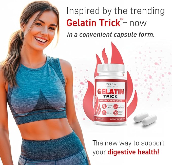 (2 Pack) Gelatin Trick - Gelatin Trick Pills Daily Support Formula for Energy &amp General Wellness GelatinTrick Advanced Formula 120 Capsules for 2 Months