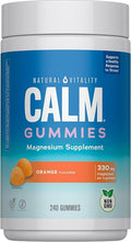Natural Vitality Calm Magnesium Gummies | 330mg Per Serving | Orange Flavored Supplement | Gluten-Free &amp Vegan | 240 Count
