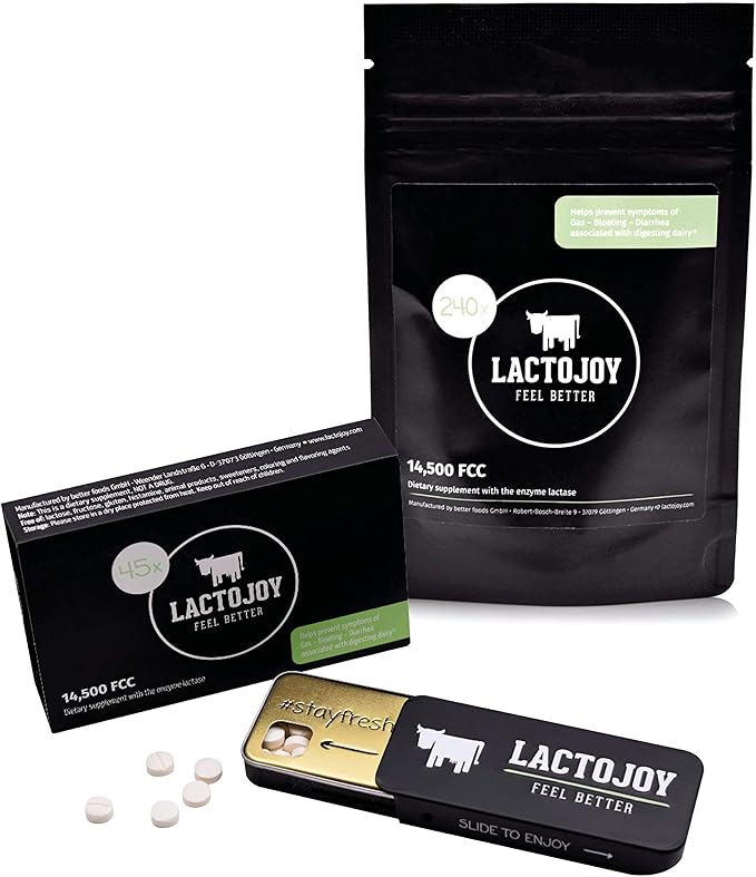 LactoJoy Lactase Pills Bundle of 45 Pcs. and Refill Pack I Powerful Lactase Enzymes for Lactose Intolerance I Ultra Pure Lactase for Improved Digestion I No Silicon Dioxide No Artificial Flavors