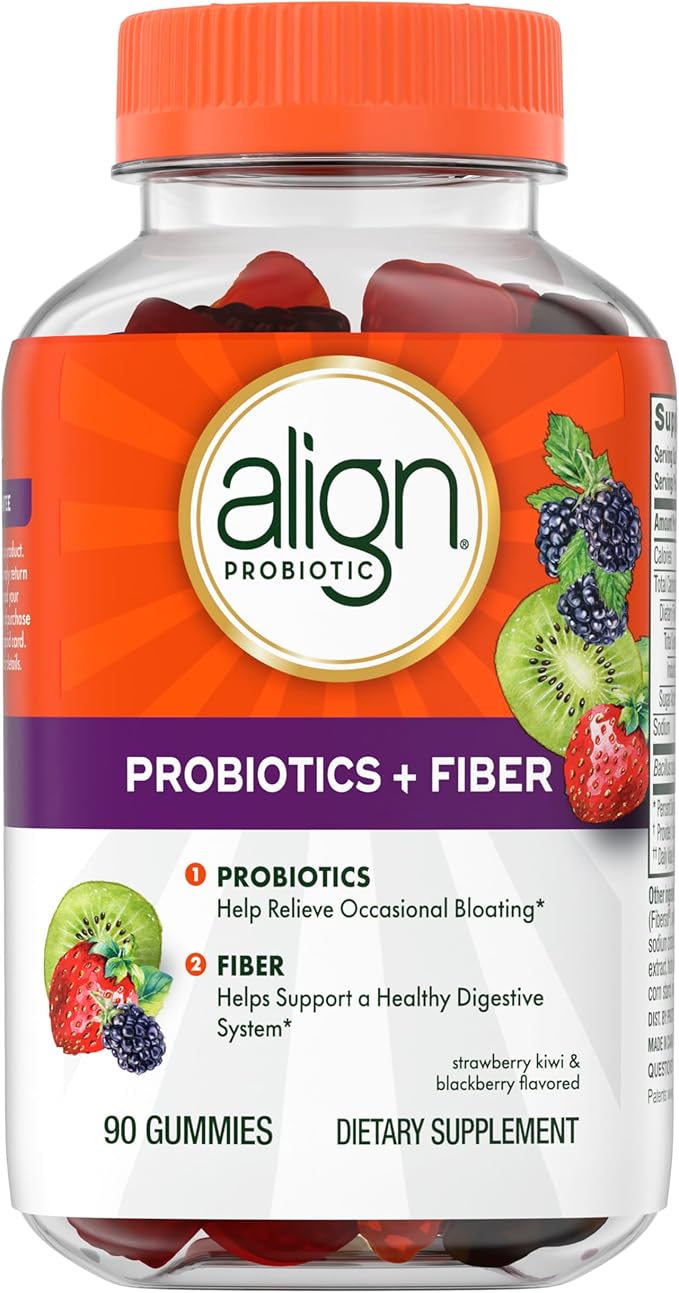 Align Probiotic Probiotics + Fiber Gummies Probiotics Help Relieve Occasional Bloating* Fiber Helps Support a Healthy Digestive System* #1 Doctor Recommended Probiotic Brand‡ 90 Gummies