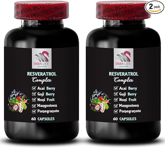 Berry Power - RESVERATROL COMPLEX - Hydration Factor Daily Antioxidants Energizing Support Nutrient Rich Acai Berry Energy Goji Berry Shine Refreshing Flavor Balanced 2 Bottles 120 Capsules