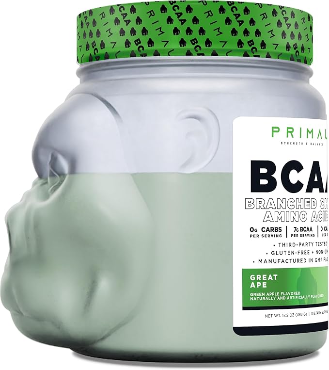 Primal BCAA Powder Great Ape (45 SERV) (Green Apple Flavored) - 0 g Carbs 0 Calories 7g BCAA Per Serving