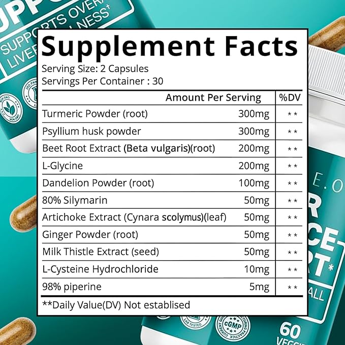 Body C.E.O. Liver Health Support - Milk Thistle Turmeric &amp Artichoke Extract - Detox Bloat Relief &amp Clean Energy for Metabolism Digestion &amp Liver Function - 60 Veggie Capsules