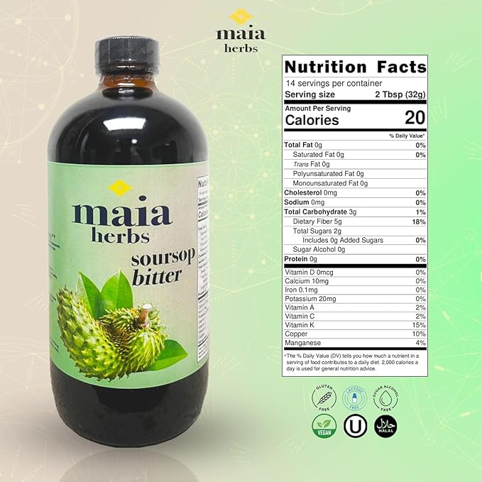 Soursop Bitters Liquid 16oz - Premium Holistic Immune Boost