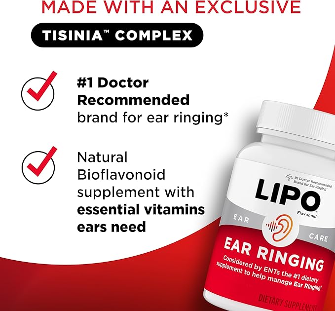 Lipo Flavonoid Ear Ringing - Doctor-Recommended for Ringing Ears – Clinically Proven Lemon Bioflavonoid Complex with Vitamins C B1 B2 B6 B12 &amp Calcium - 100 Caplets
