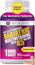 ProCare Health Bariatric Multivitamin 45mg Iron – Once Daily Capsule for Gastric Bypass Sleeve &amp Post-Op Support – 90 Easy-to-Swallow Capsules 3-Month Supply No Artificial Colors Gluten-Free