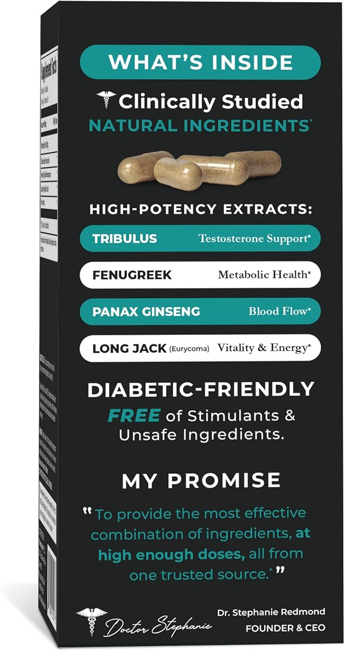 Dr. Stephanie's Men's Romance - Energy &amp Endurance Natural Supplement - with Tribulus Terrestris Fenugreek &amp Longjack Root