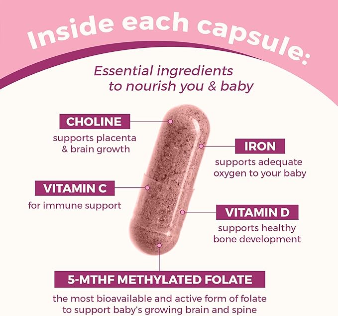 VITA-PCOS Prenatal Vitamins for Women – Multivitamins with Folic Acid Iron Choline &amp More – Essential Nutrients for Preconception Pregnancy and Baby’s Development – 90 Capsules 1 Month Supply
