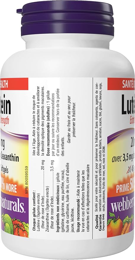 Webber Naturals Extra Strength Lutein with Zeaxanthin Softgel