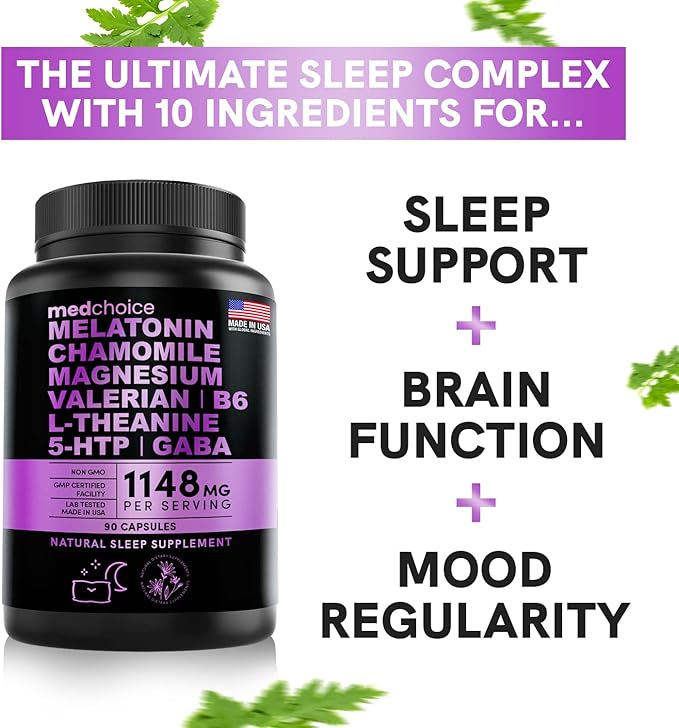MEDCHOICE Sleep Melatonin (180ct) Turmeric &amp Ginger (240ct) and Nootropic Brain (120ct) Supplement Bundle - Wellness Trio for Brain Sleep &amp Immune Support - Vegan Non-GMO Gluten-Free
