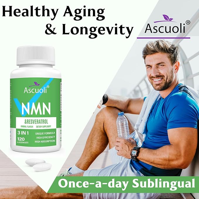 Sublingual NMN 500mg + Trans-Resveratrol 400mg 3-in-1 Advanced Formula 99% Pure NMN Resveratrol Supplement for Boost* NAD Cell Immune Energy &amp Muscle Anti-Aging 240 Lozenges 240-Day Supply