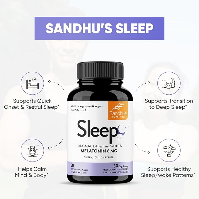 Sandhu's Magnesium Glycinate with Quercetin &amp Sleep Support Capsules | Supports Quality &amp Restful Sleep | for Men &amp Women