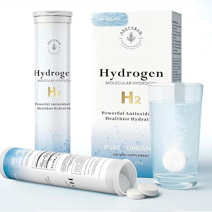 Hydrogen Water Tablets with Magnesium – 8 PPM H2 Molecular Hydrogen Tablets for Drinking Water – Antioxidant Formula for Energy Recovery &amp Cognitive Support – 60 Unflavored H2 Tabs | 2 Month Supp