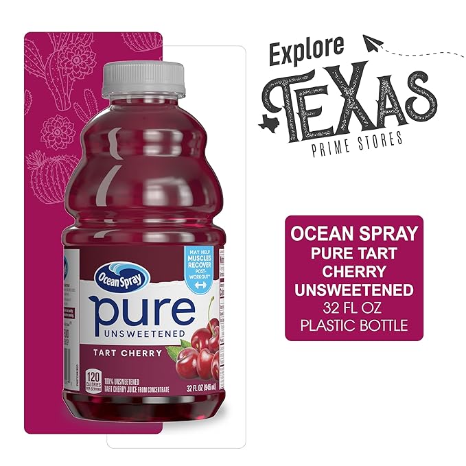 Ocean Spray - Lavinia Essentials Bundle: 6- Pack of Tart Cherry Unsweetened 100% Pure Juice 32 fl oz Plastic Bottles + 1 Utility Prop