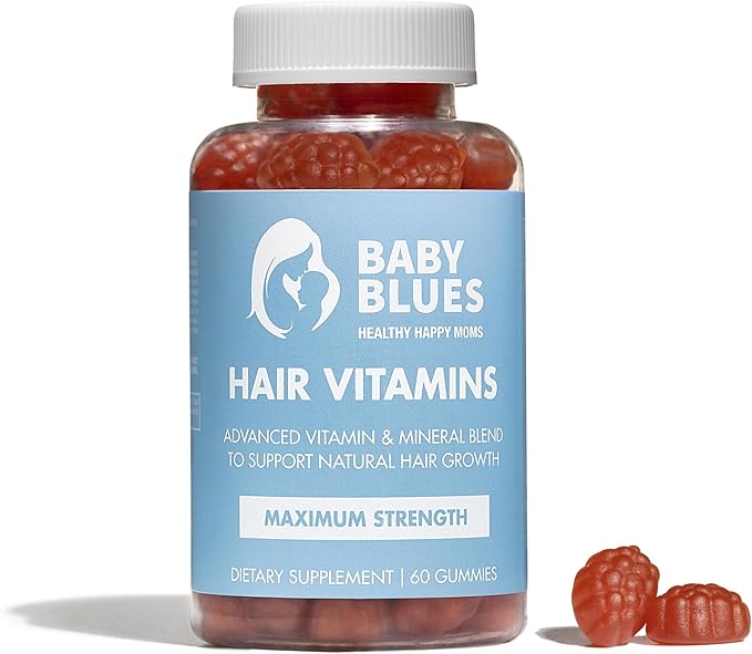 Baby Blues Postpartum Hair Loss Vitamins - Passion Fruit Gummies with Biotin Collagen &amp Folate